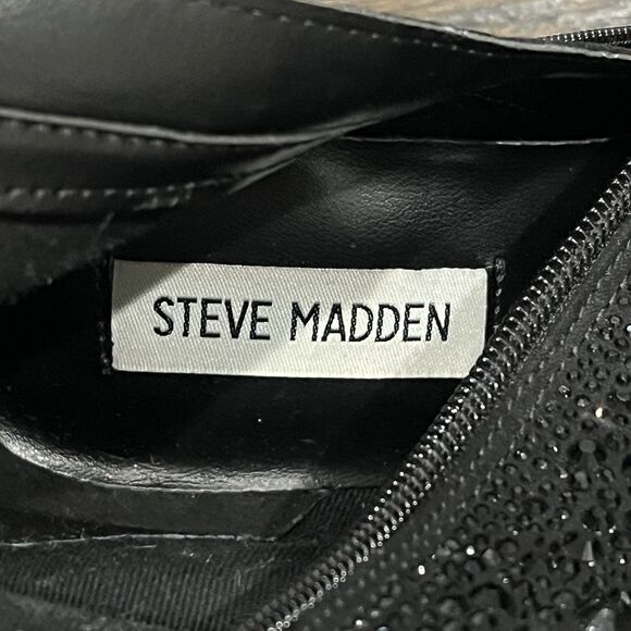 Steve Madden Valora Boots Women’s 8.5 Black Rhinestone Studded Ankle Bootie Goth - Picture 3 of 8